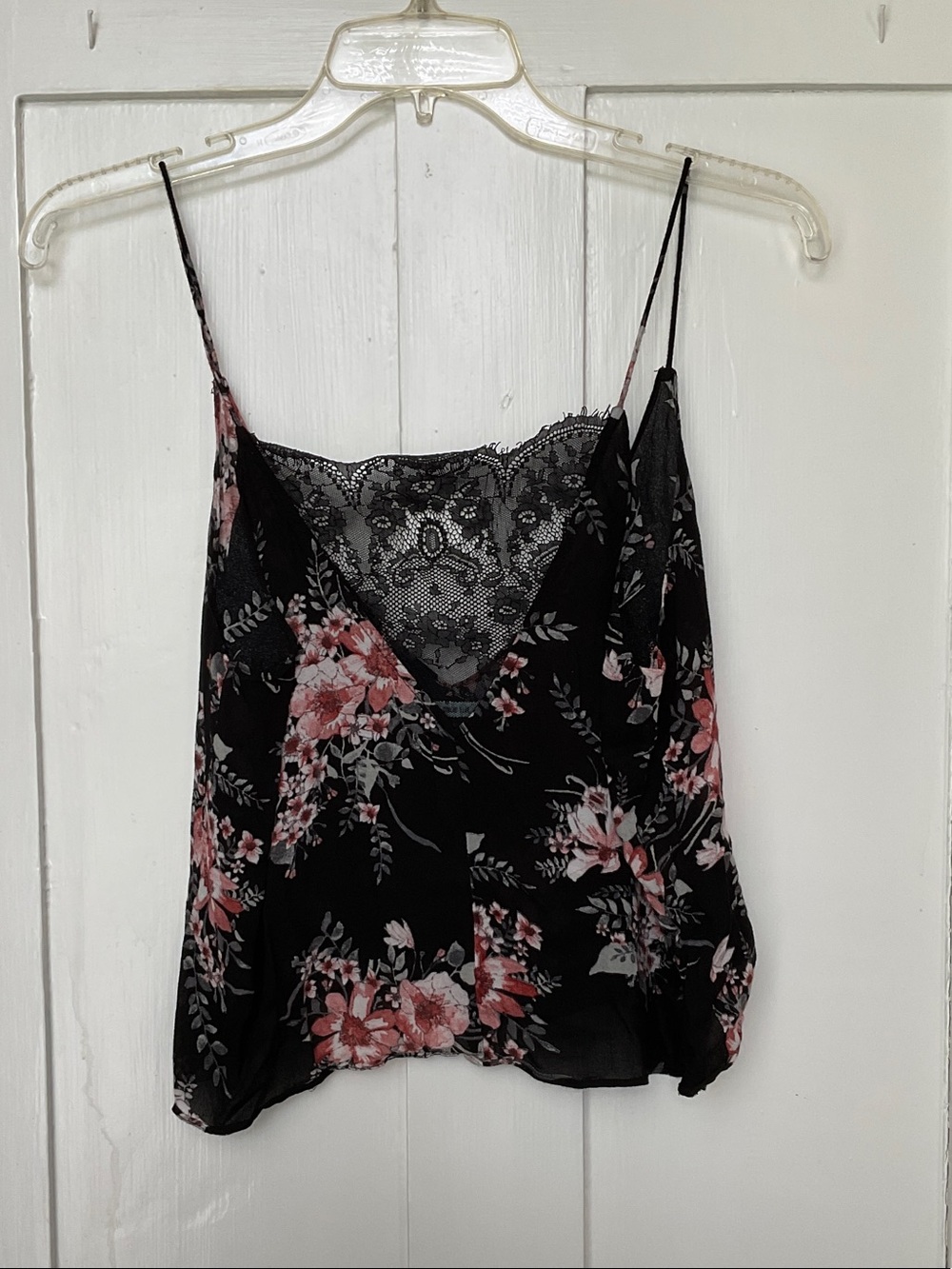 Kimchi Blue Black Floral Lace-Trim Camisole